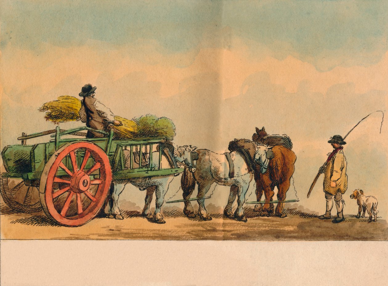 Trabalhadores agrícolas e carroça, 1797. de Unbekannt