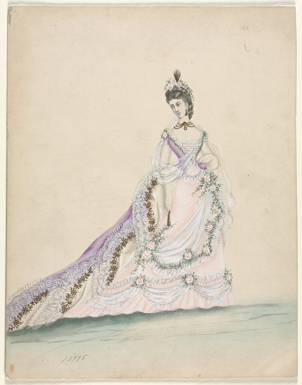 Estudo de moda projetado para Worth, 1870. de Unbekannt