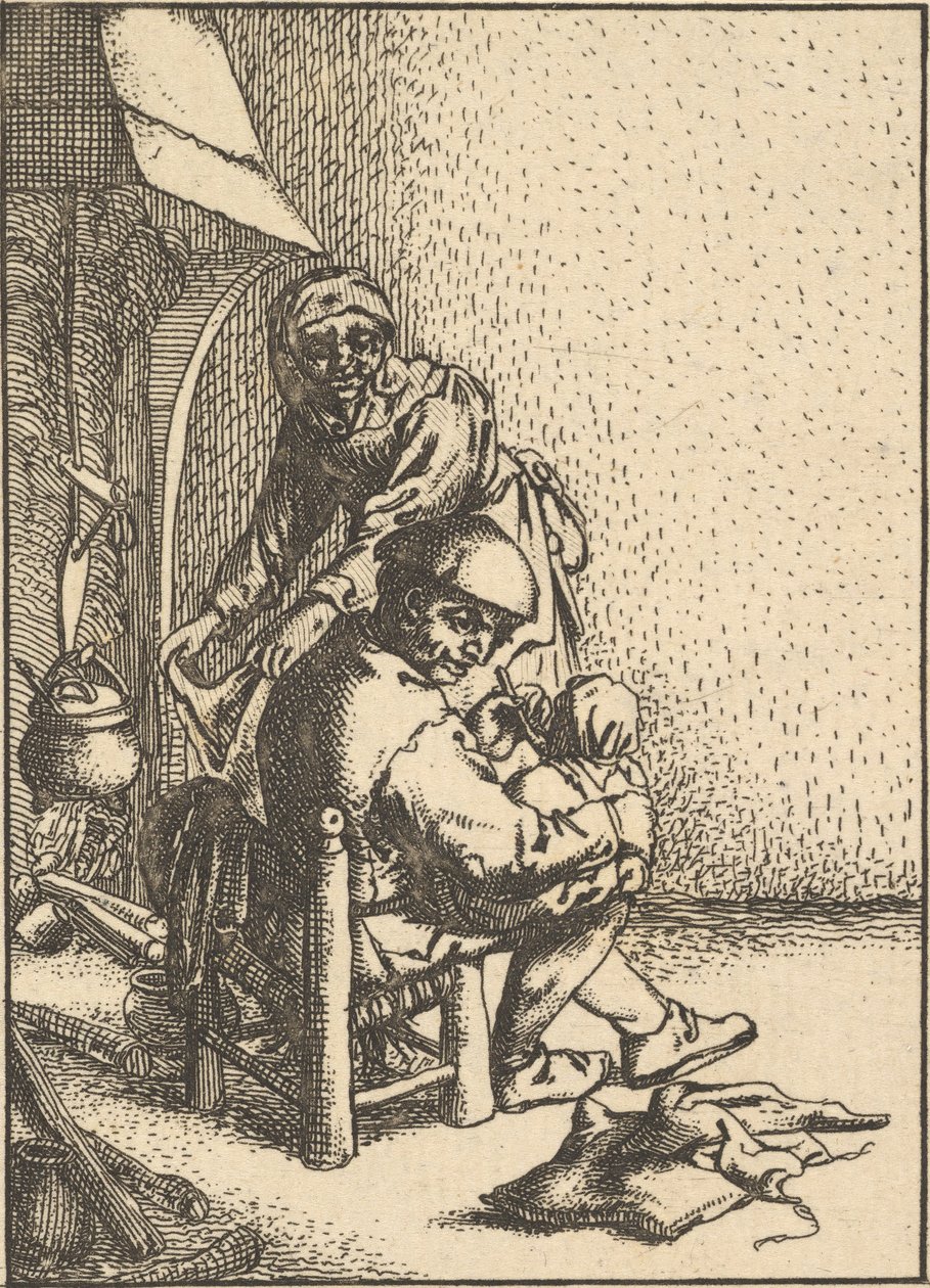 Pai alimentando seu filho, 1610-85. de Unbekannt