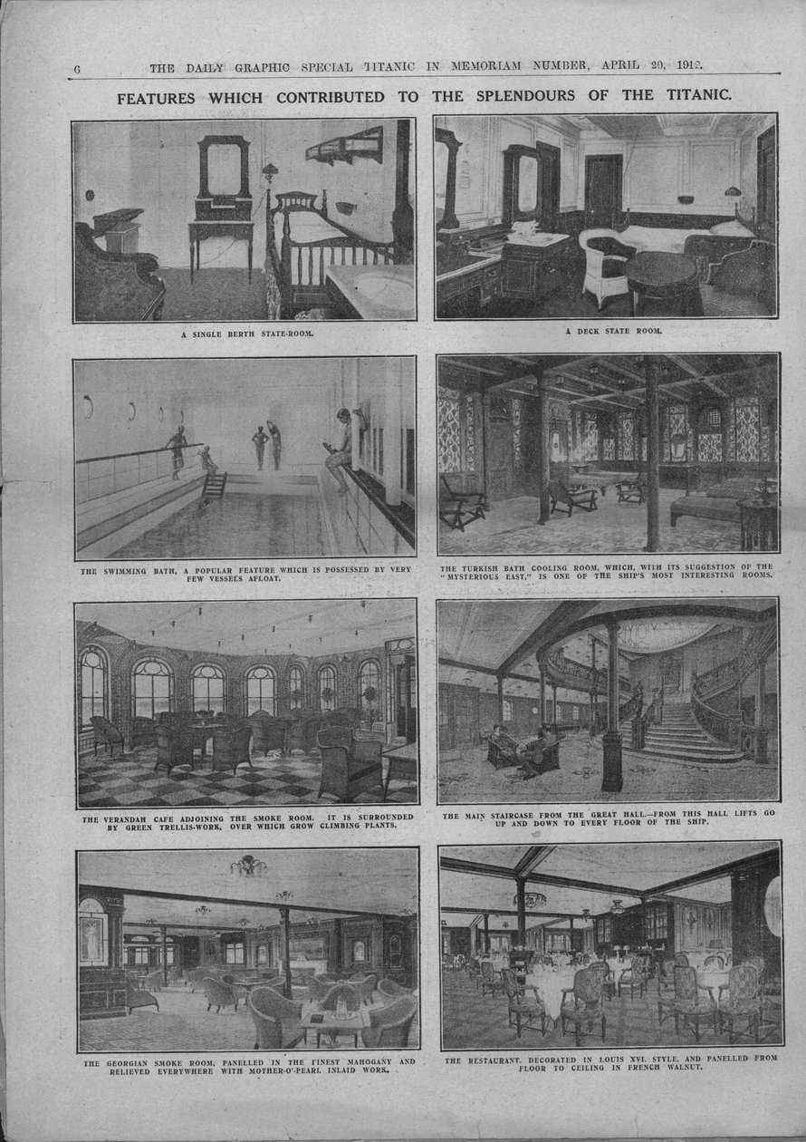 Recursos que contribuíram para os esplendores do Titanic, em 20 de abril de 1912. de Unbekannt