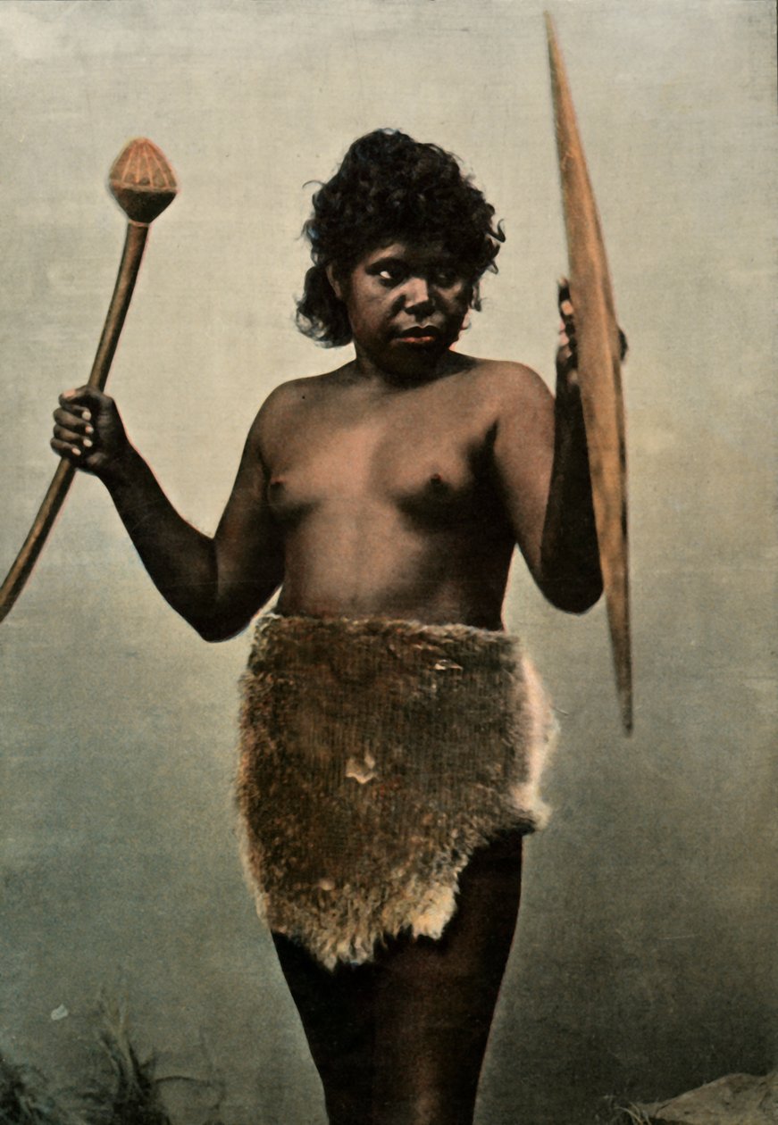 A mulher australiana carregou armas do marido, mulher de Austrailan com armas dos maridos, 1900. de Unbekannt
