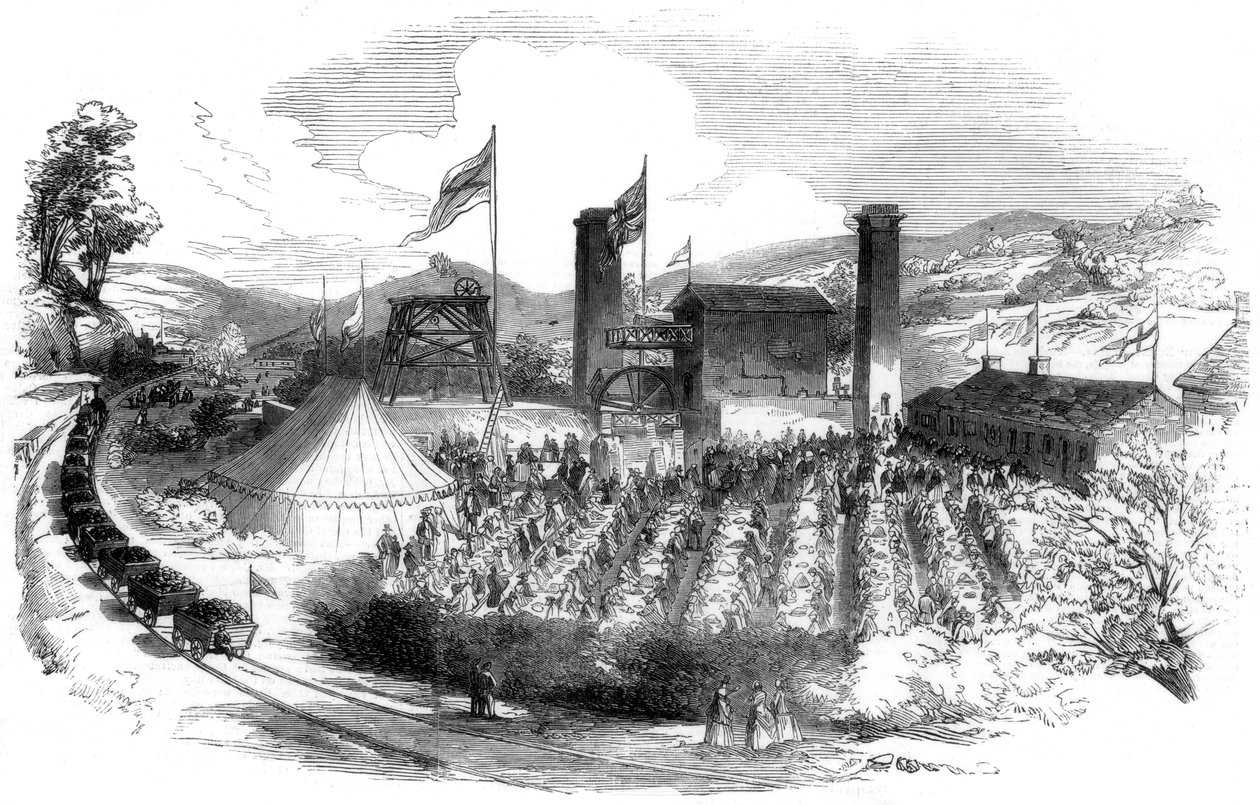 Festa em comemoração à conquista do carvão na filial de Rhondda da ferrovia Taff Vale, 1851 de Unbekannt