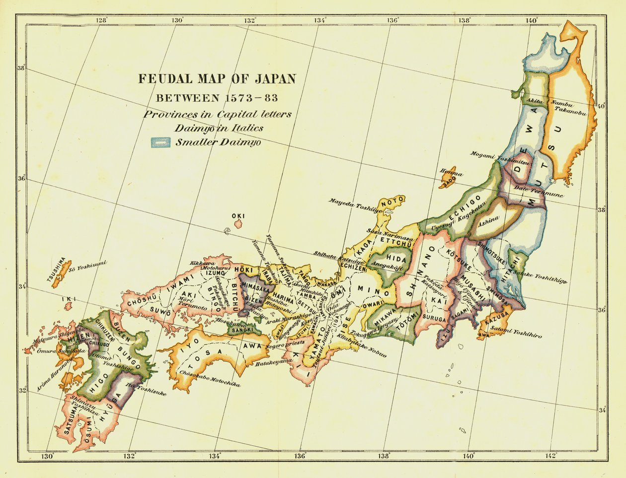 Mapa feudal do Japão entre 1573-83, 1903. de Unbekannt
