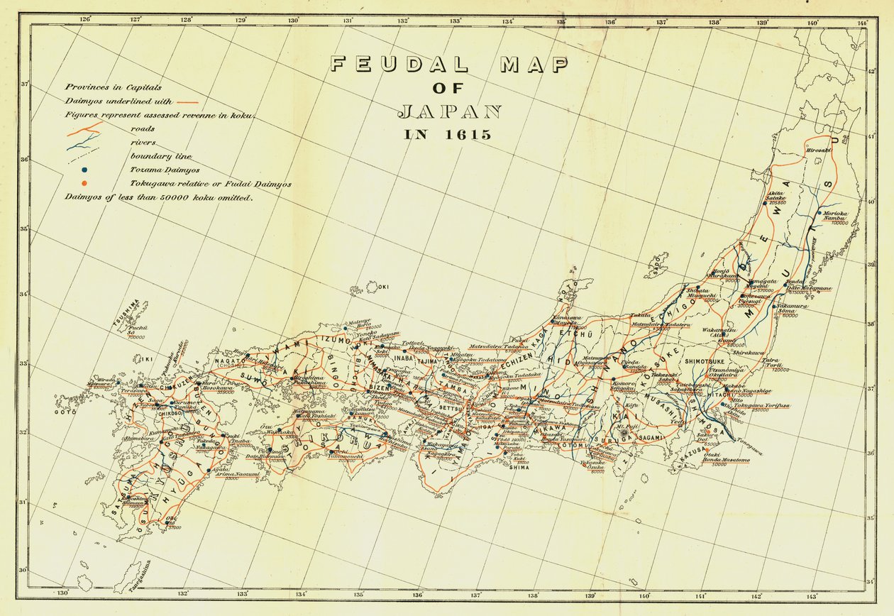 Mapa feudal do Japão em 1615, 1903. de Unbekannt