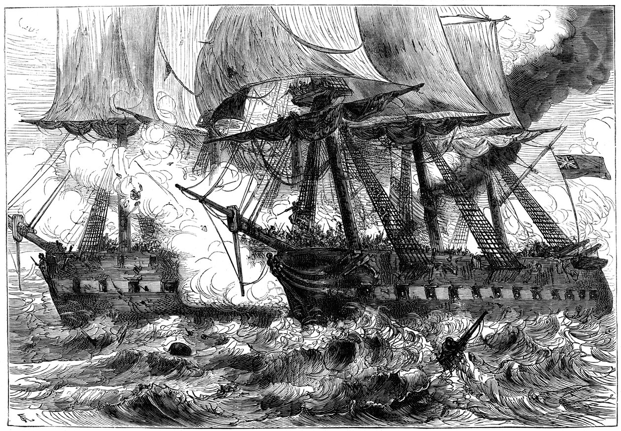 Luta entre USS Chesapeake e HMS Shannon, 1813 c1880 de Unbekannt