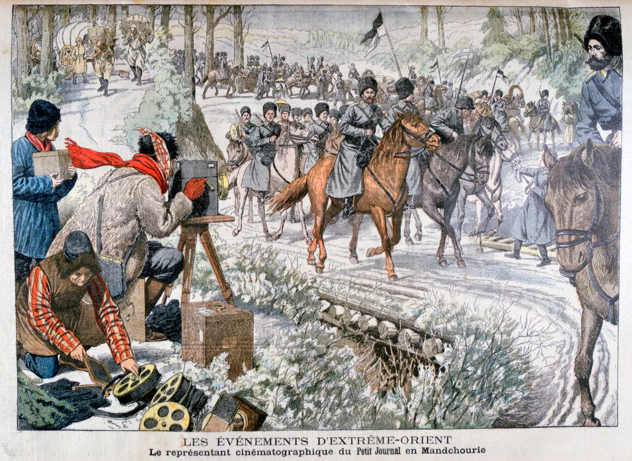 Filmando na Manchúria durante a Guerra Russo-Japonesa, 1904 de Unbekannt