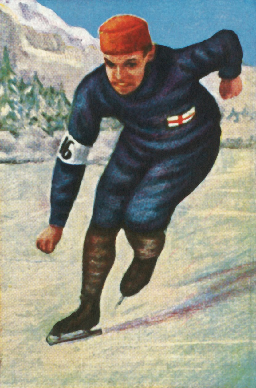 Patinador de velocidade finlandês Clas Thunberg, 1928. de Unbekannt