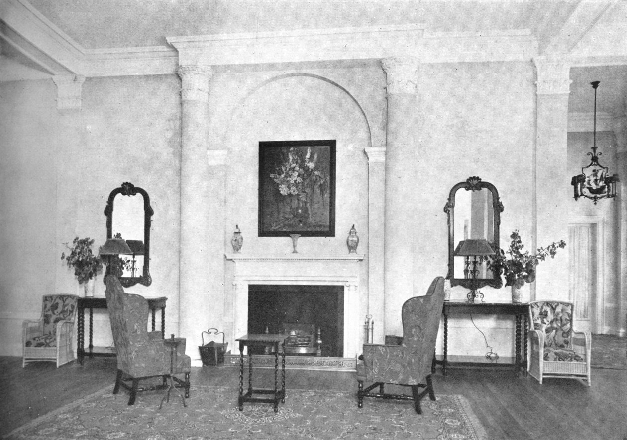Lareira no final do salão, Hotel Royal Bermudiana, Hamilton, Bermudas, 1924 de Unbekannt