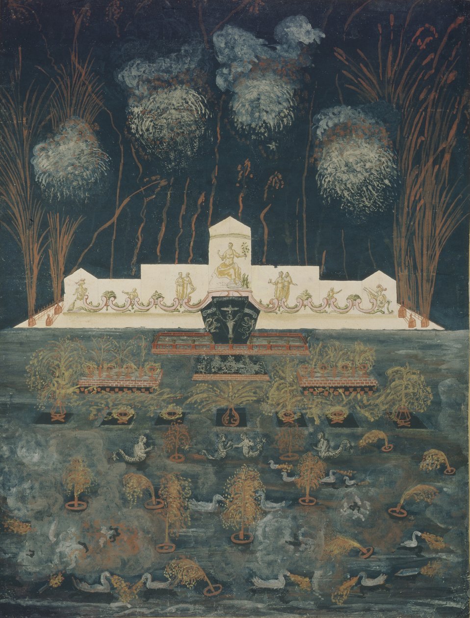 Fogos de artifício e iluminação por ocasião do Tratado de Abo em 15 de setembro de 1743, em meados do século XVIII. de Unbekannt