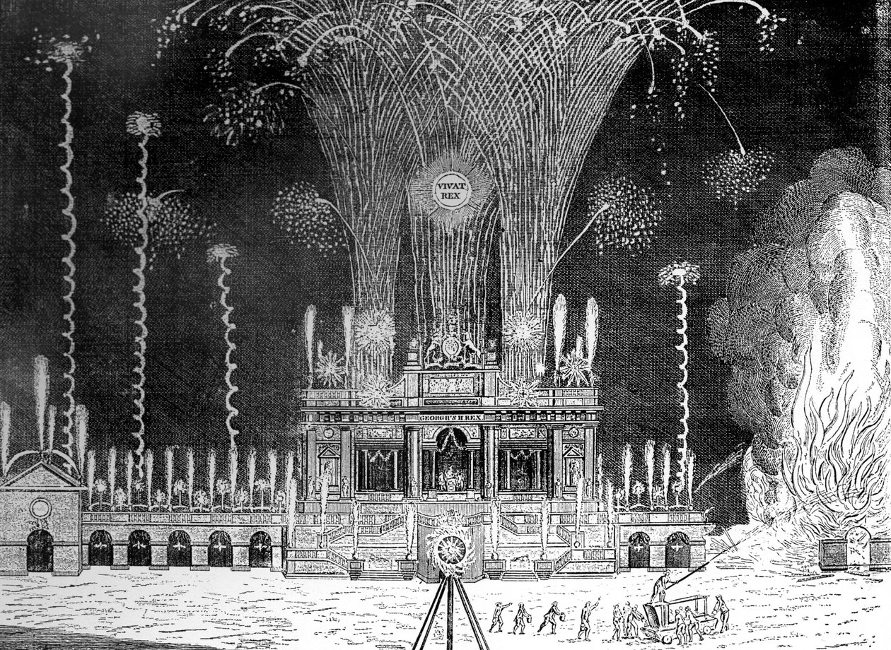 Fogos de artifício no Green Park, St Jamess, 27 de abril de 1749 de Unbekannt