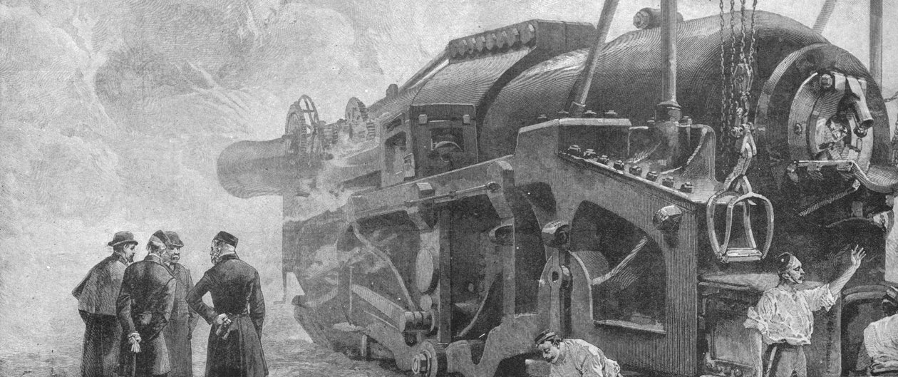 Disparando a pistola de 111 toneladas ... em Woolwich, junho de 1887, 1901. de Unbekannt