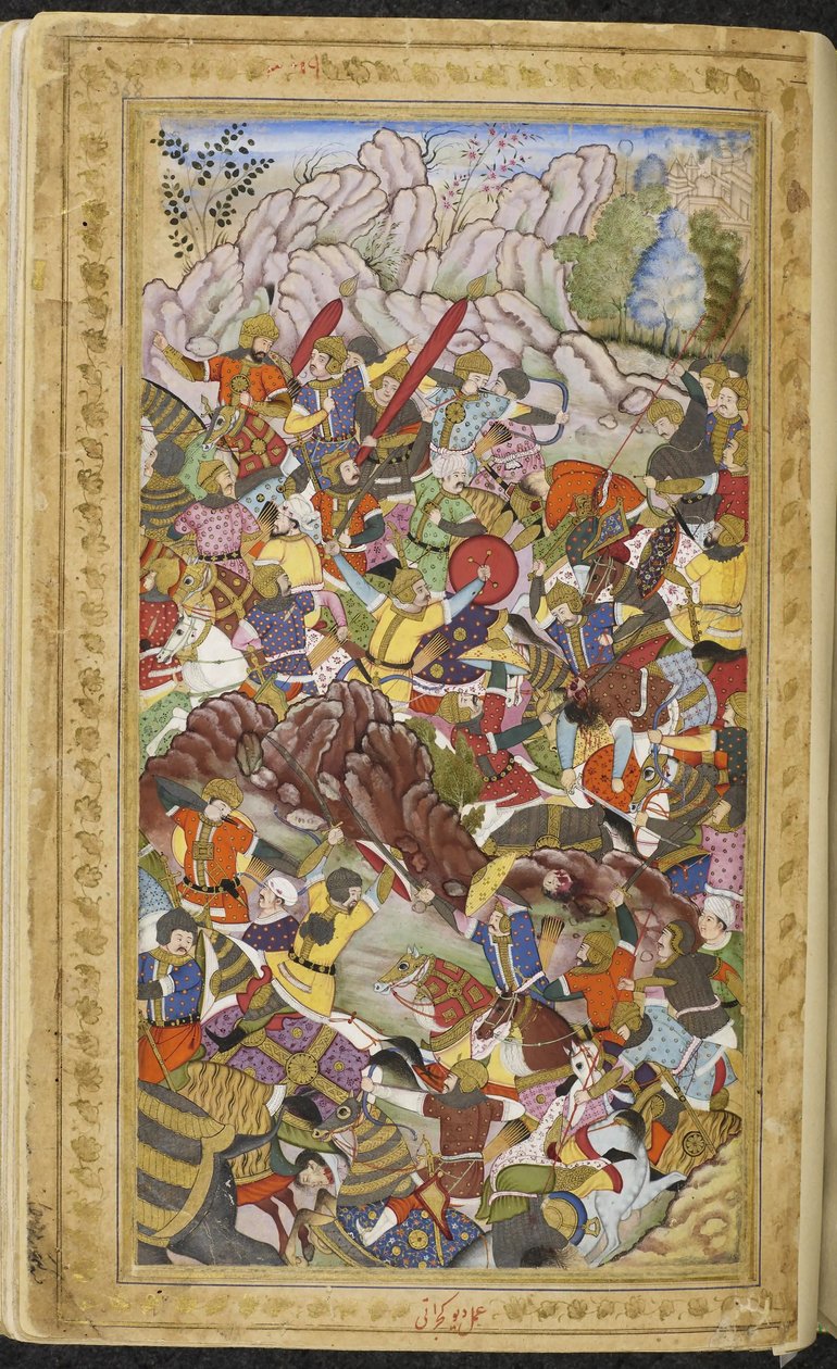 Primeira Batalha de Panipat, 1526. Miniatura de Baburnama, cerca de 1592. de Unbekannt