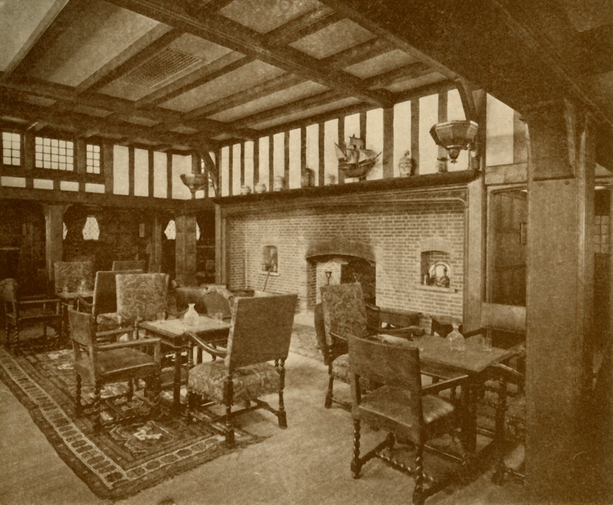 Sala para fumantes de primeira classe na Cunard Liner Franconia,. de Unbekannt