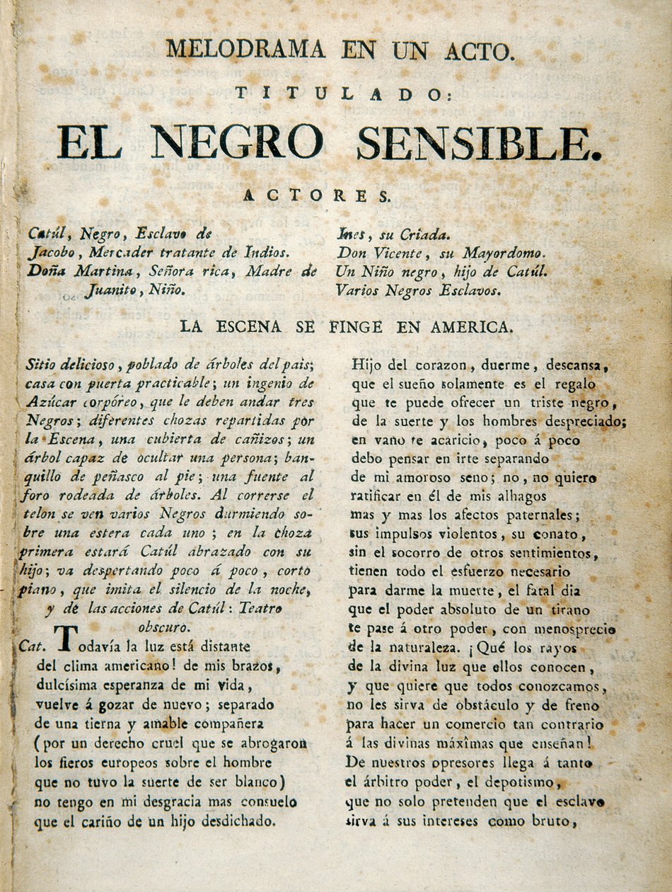 Primeira página de "El negro sensato". de Unbekannt