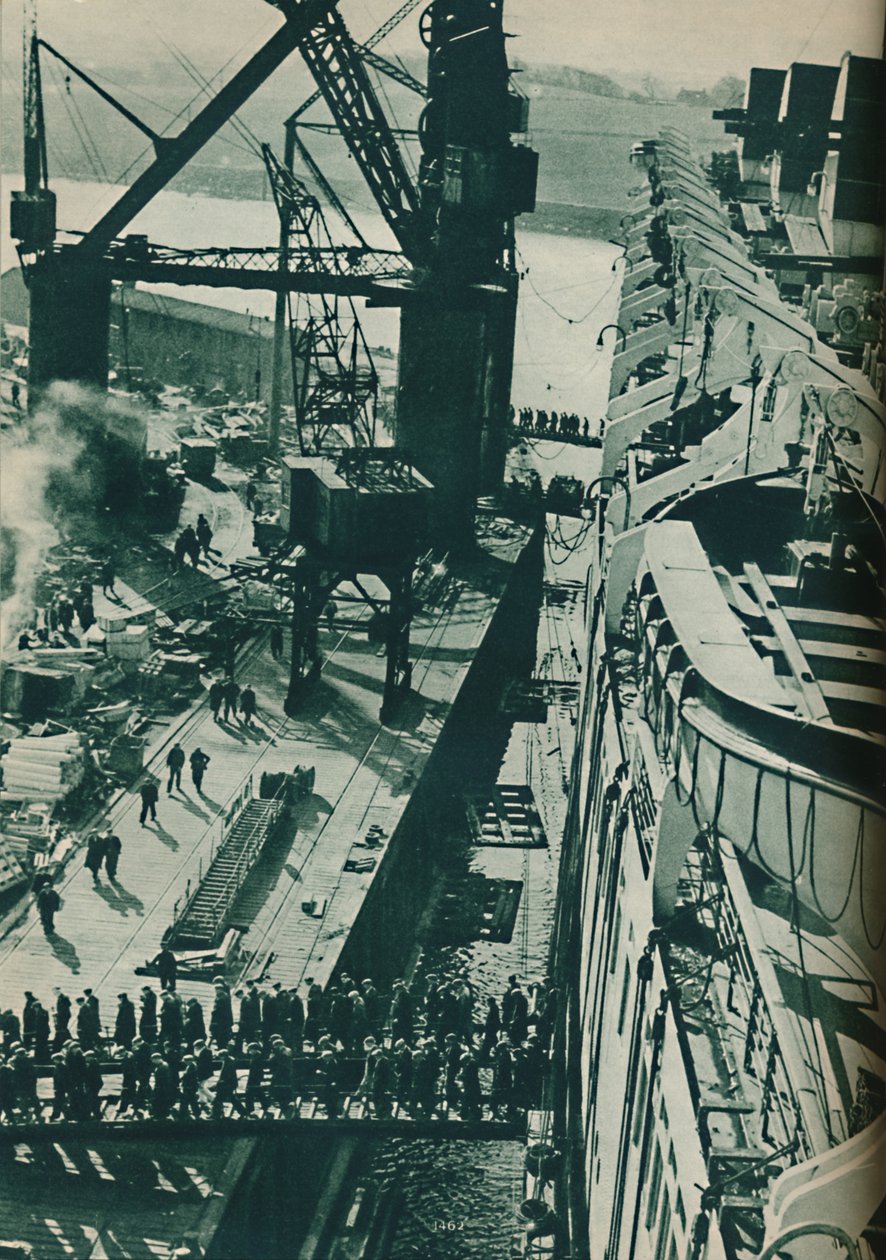 Bacia de montagem do estaleiro de construção naval John Brown e da Companhia em Clydebank, 1937 de Unbekannt