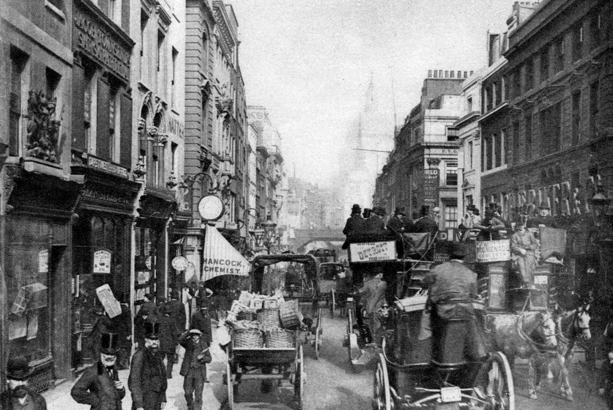 Fleet Street, como visto em frente à Salisbury Court, Londres, 1880 1926-1927 de Unbekannt