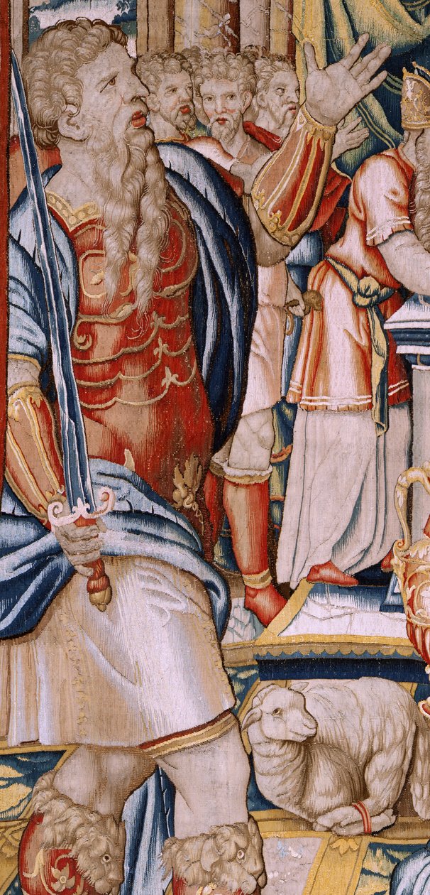 Tapeçaria flamenga. Série A História de Hannibal. Juramento de Hannibal. A primeira tapeçaria da série. Desenhos animados mestre anónimo da Holanda. Fabrico de oficinas em Bruxelas. Ca 1570. Lã e seda de tecido, 6,5/7 urdiduras por cm. Tamanho 34. de Unbekannt