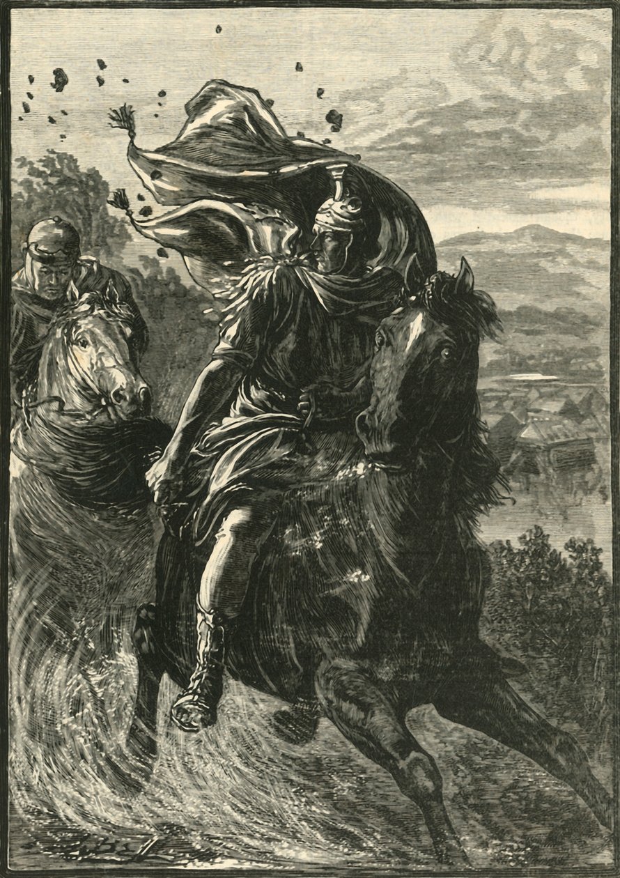 Vôo de Pompeu do Campo de Batalha de Pharsalia, 1890. de Unbekannt