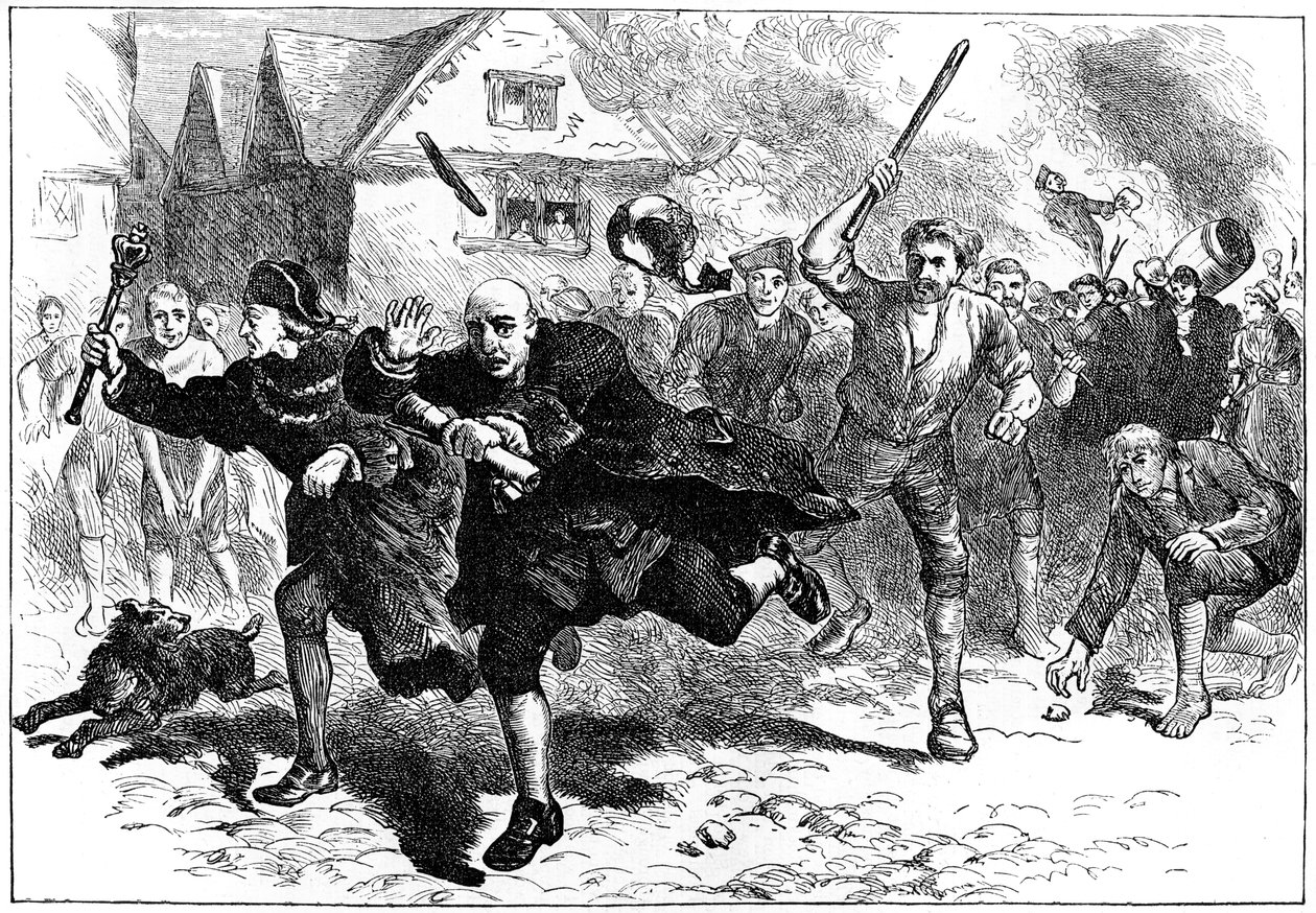 Voo de Thomas Hutchinson antes dos manifestantes, Boston, Massachusetts, 1765 c1880 de Unbekannt