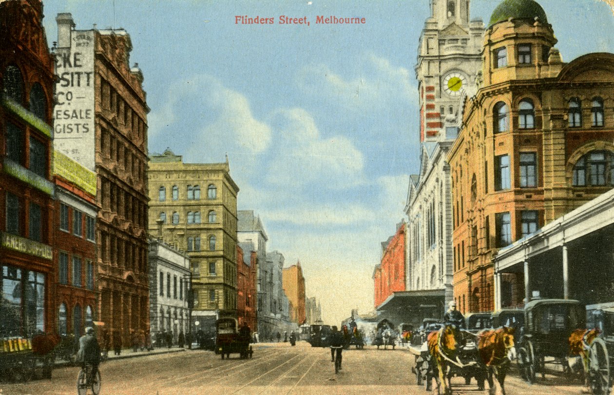 Flinders Street, Melbourne, Victoria, Austrália, c1900s de Unbekannt