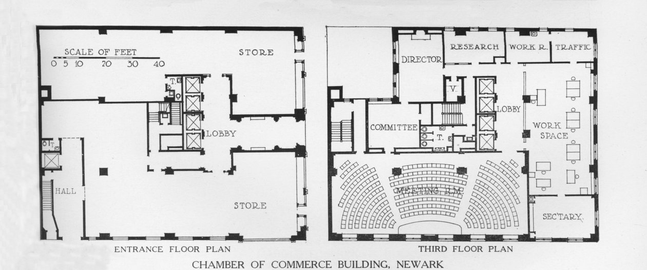 Plantas baixas, edifício da Câmara de Comércio, Newark, Nova Jersey, 1924 de Unbekannt