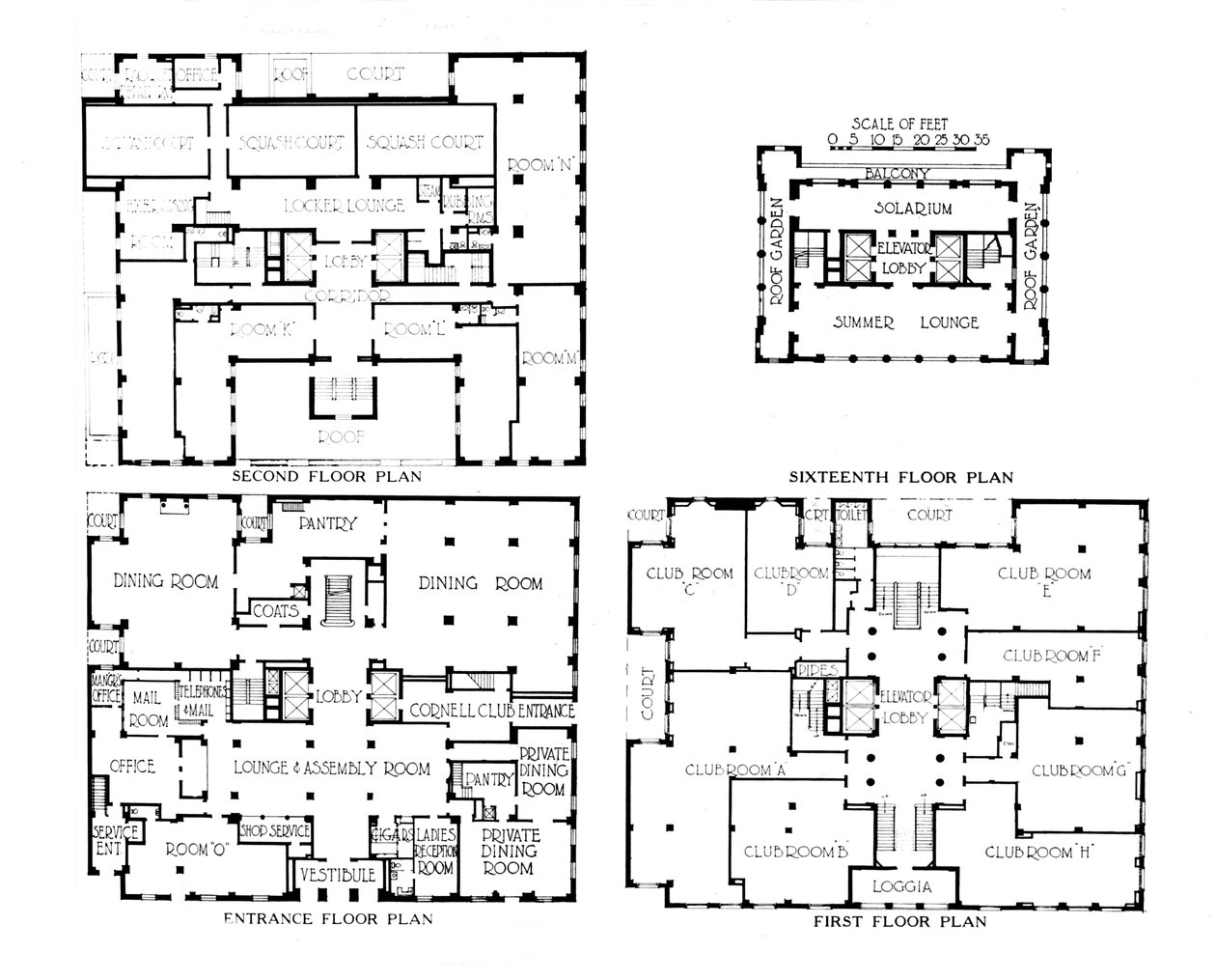 Plantas baixas, Fraternity Clubs Building, Nova York, 1924 de Unbekannt
