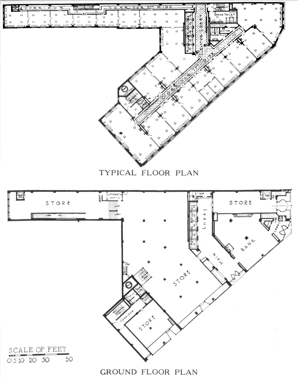 Plantas baixas, o edifício Genesee, Buffalo, Nova York, 1924 de Unbekannt