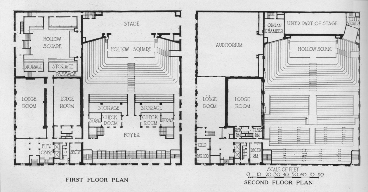 Plantas baixas, Templo Maçônico, Birmingham, Alabama, 1924 de Unbekannt