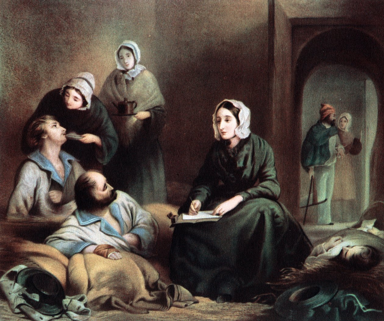 Florence Nightingale, enfermeira britânica e reformadora de hospitais, no Hospital Scutari, Turquia, 1855 de Unbekannt