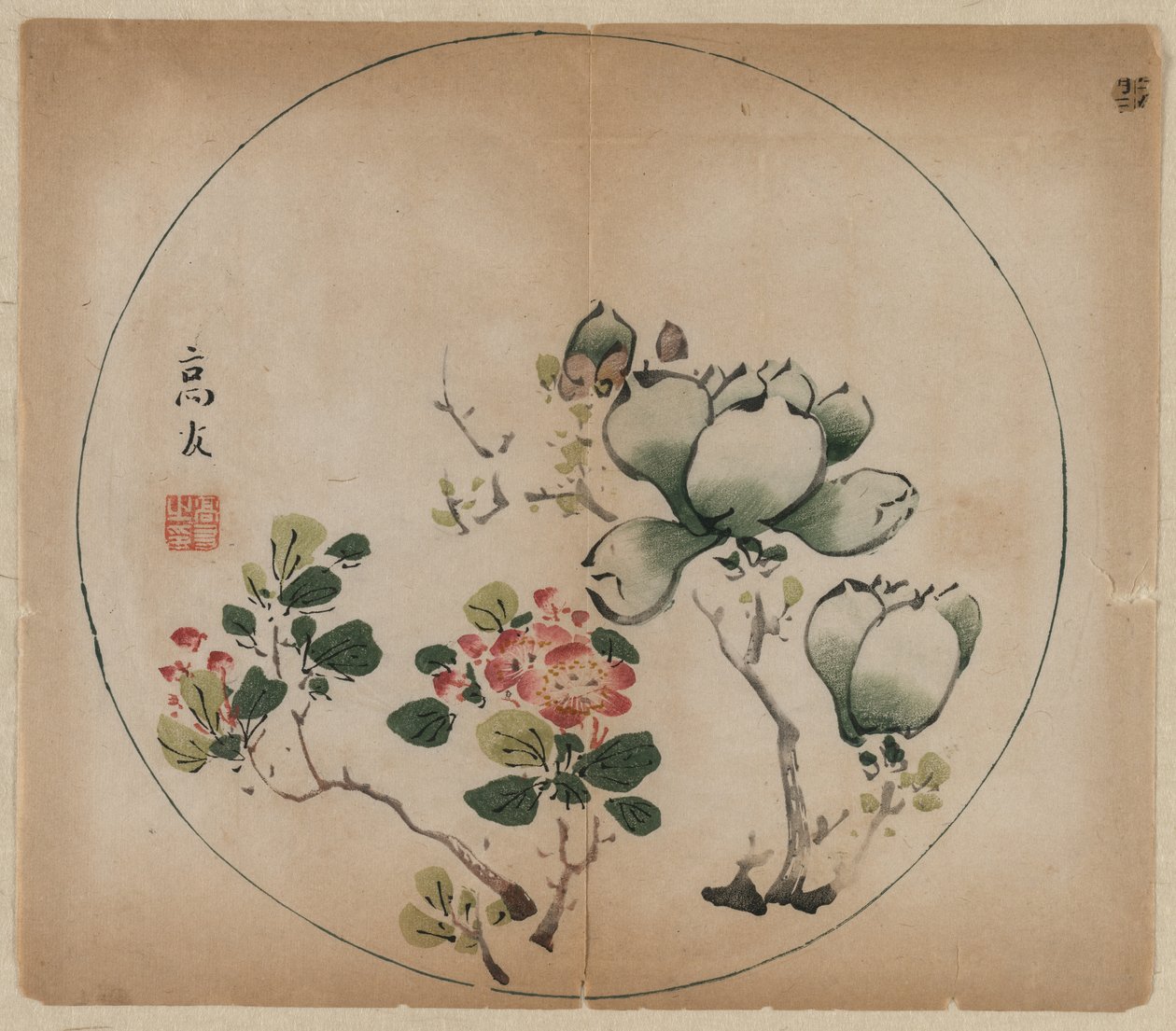 Magnólia de florescência e flores de pêssego, 1368-1644. de Unbekannt
