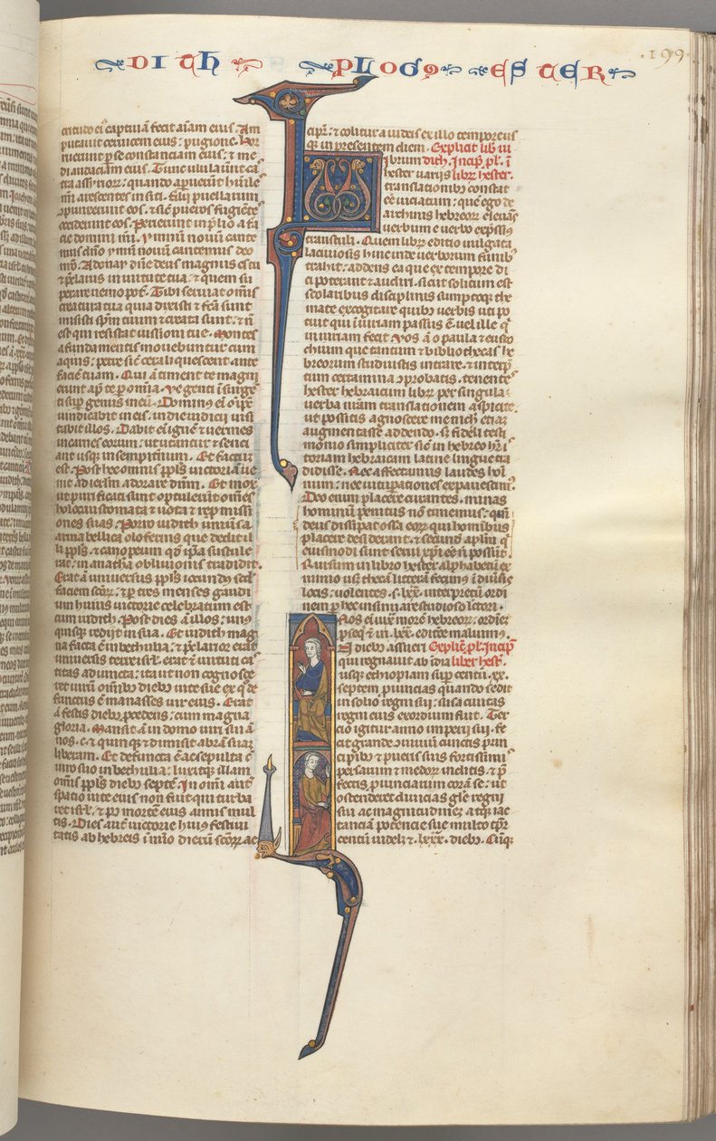 Fol. 199r, Ester, inicial historiada, duas figuras masculinas sentadas, c. 1275-1300. de Unbekannt