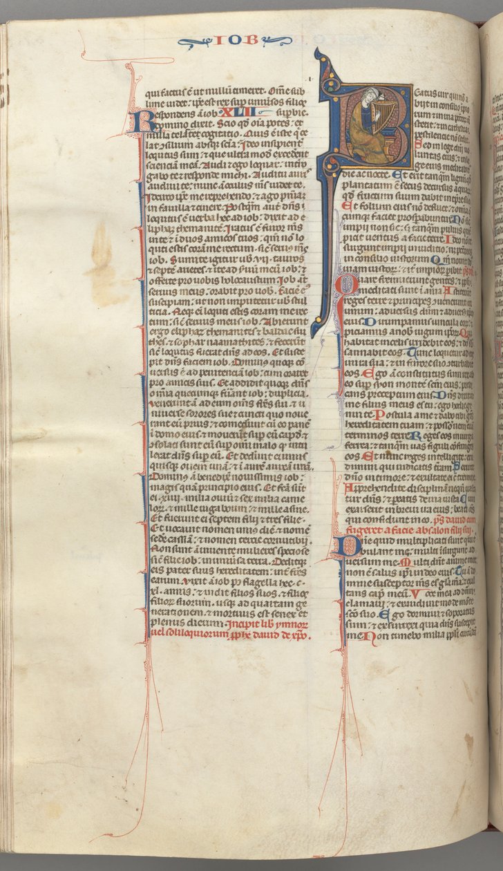 Fol. 214v, Salmo 1, história inicial 8, David harping, c. 1275-1300. de Unbekannt