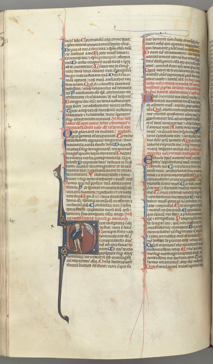 Fol. 222v, Salmo 52, historiada inicial D, um tolo nu, exceto por uma capa, segurando uma bexiga ..., c. 1 1 de Unbekannt