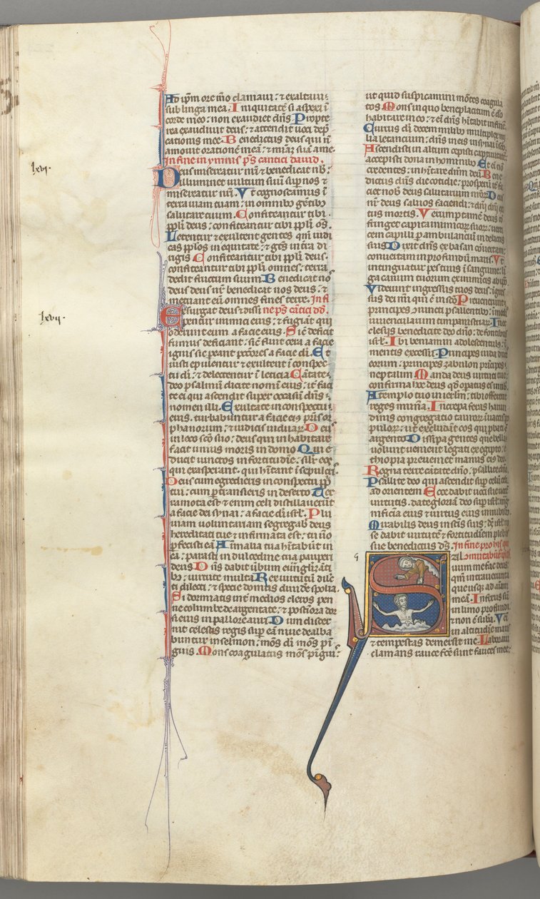 Fol. 224v, Salmo 68, historiada inicial S, Davi na água, apelando a Deus acima, c. 1275-1300. de Unbekannt