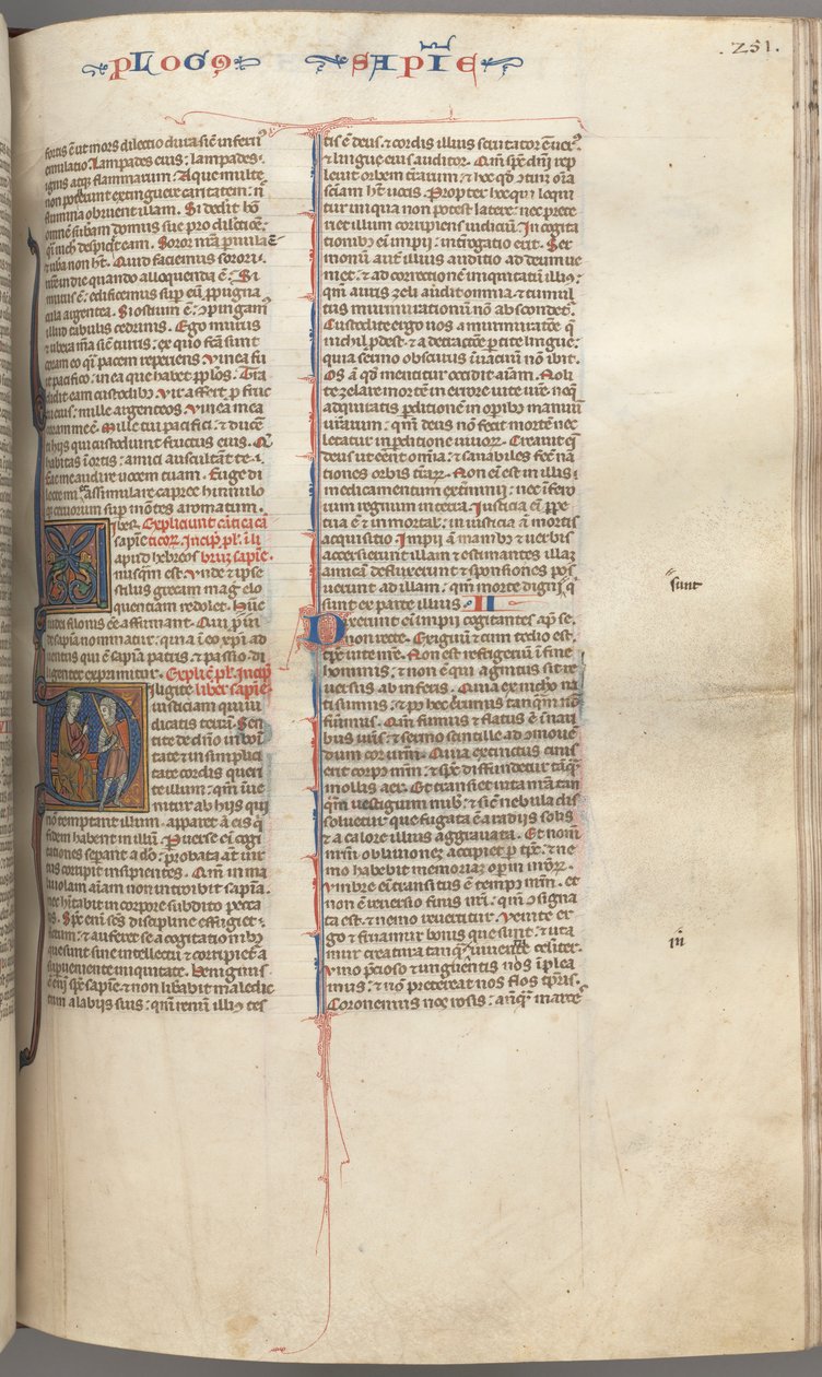Fol. 251 r, Sabedoria, D inicial historiada, Salomão instruindo um soldado, c. 1275-1300. de Unbekannt