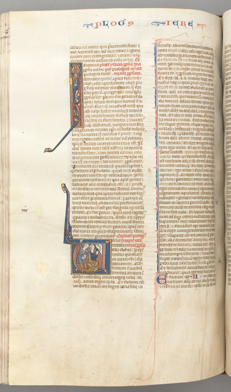 Fol. 292v, Jeremias, historiaram o V inicial, o apedrejamento de Jeremias, c. 1275-1300. de Unbekannt