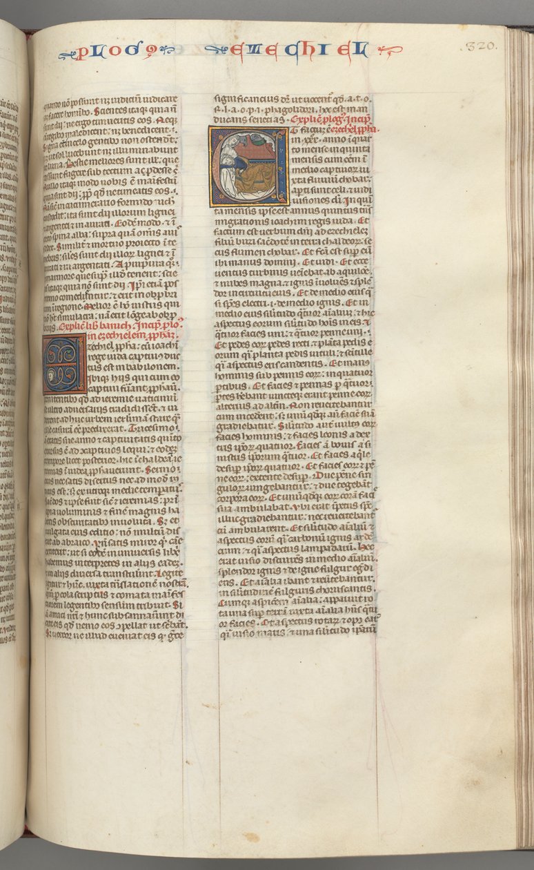 Fol. 320r, Ezechiel, historiou E inicial, um Ezechiel adormecido com sua visão dos quatro animais. de Unbekannt