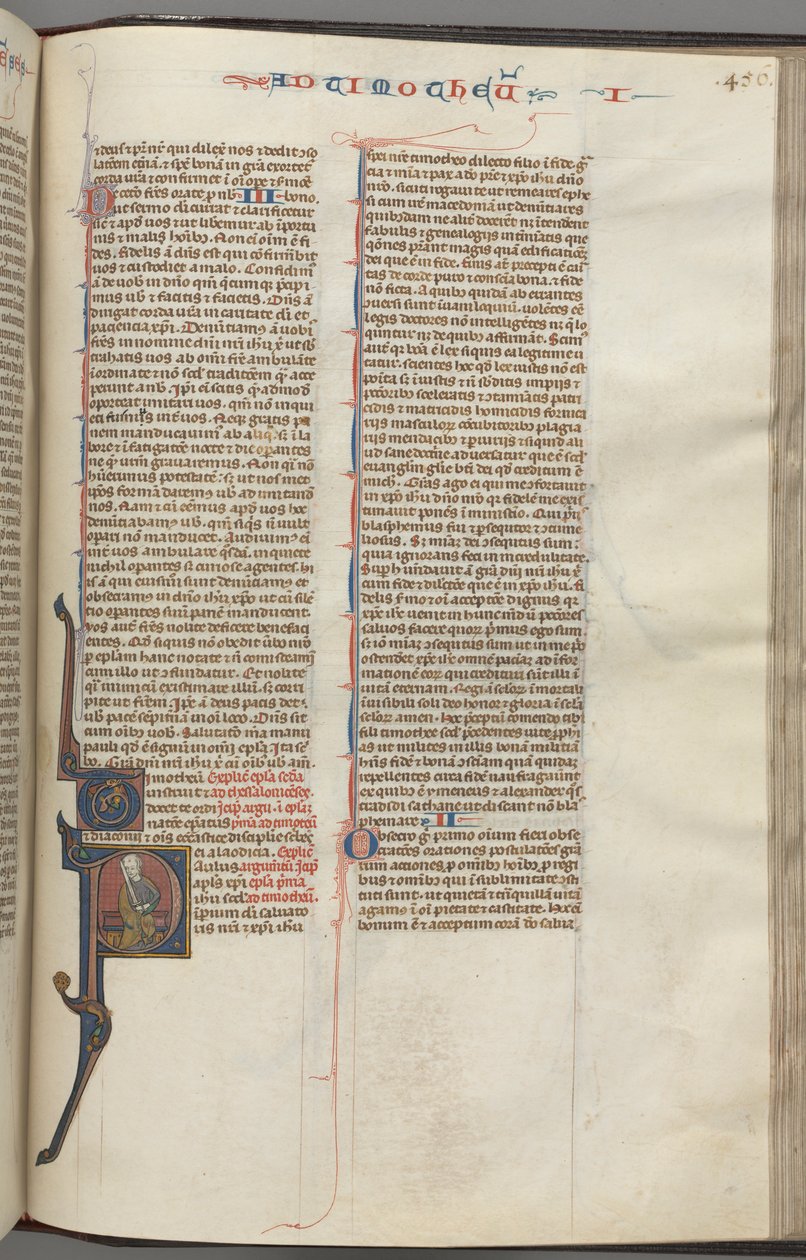 Fol. 456r, Timóteo I, historiador inicial P, Paulo sentado, c. 1275-1300. de Unbekannt