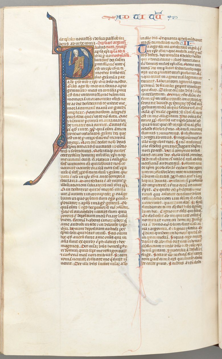 Fol. 457v, Timóteo II, historiador inicial P, Paulo falando ao busto de Deus acima, c. 1275-1300. de Unbekannt