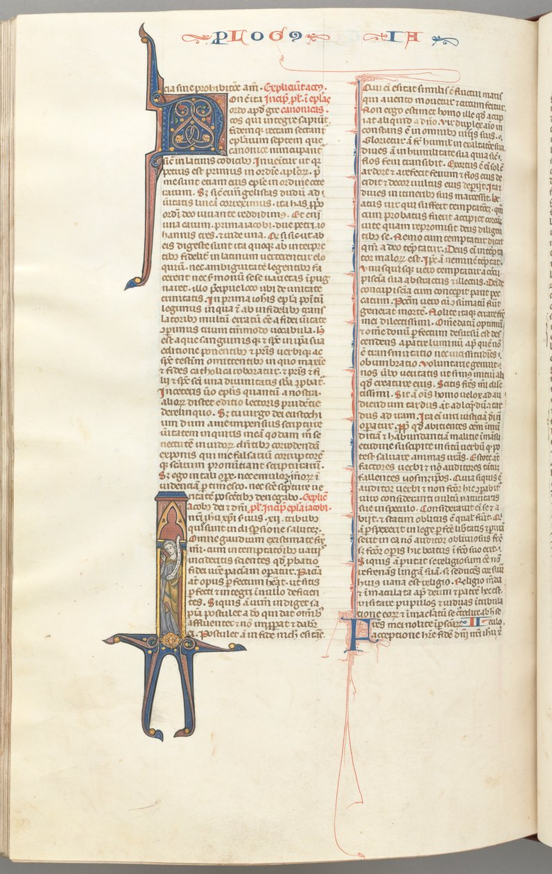 Fol. 476v, James, eu histórico inicial I, James em pé com um pergaminho, c. 1275-1300. de Unbekannt