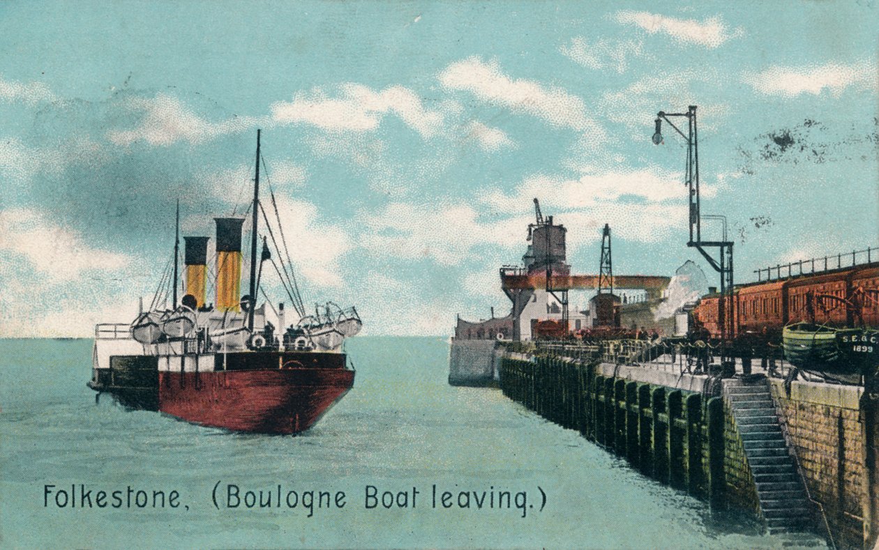 Partida de barco em Folkestone Boulogne, c1905 de Unbekannt