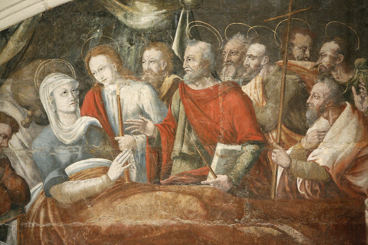 Fontevrault (Fontevraud), pintura da casa capitular da abadia: a morte de Maria pintada por Thomas Pot (detalhe) por volta de 1563, Fontevraud, França de Unbekannt