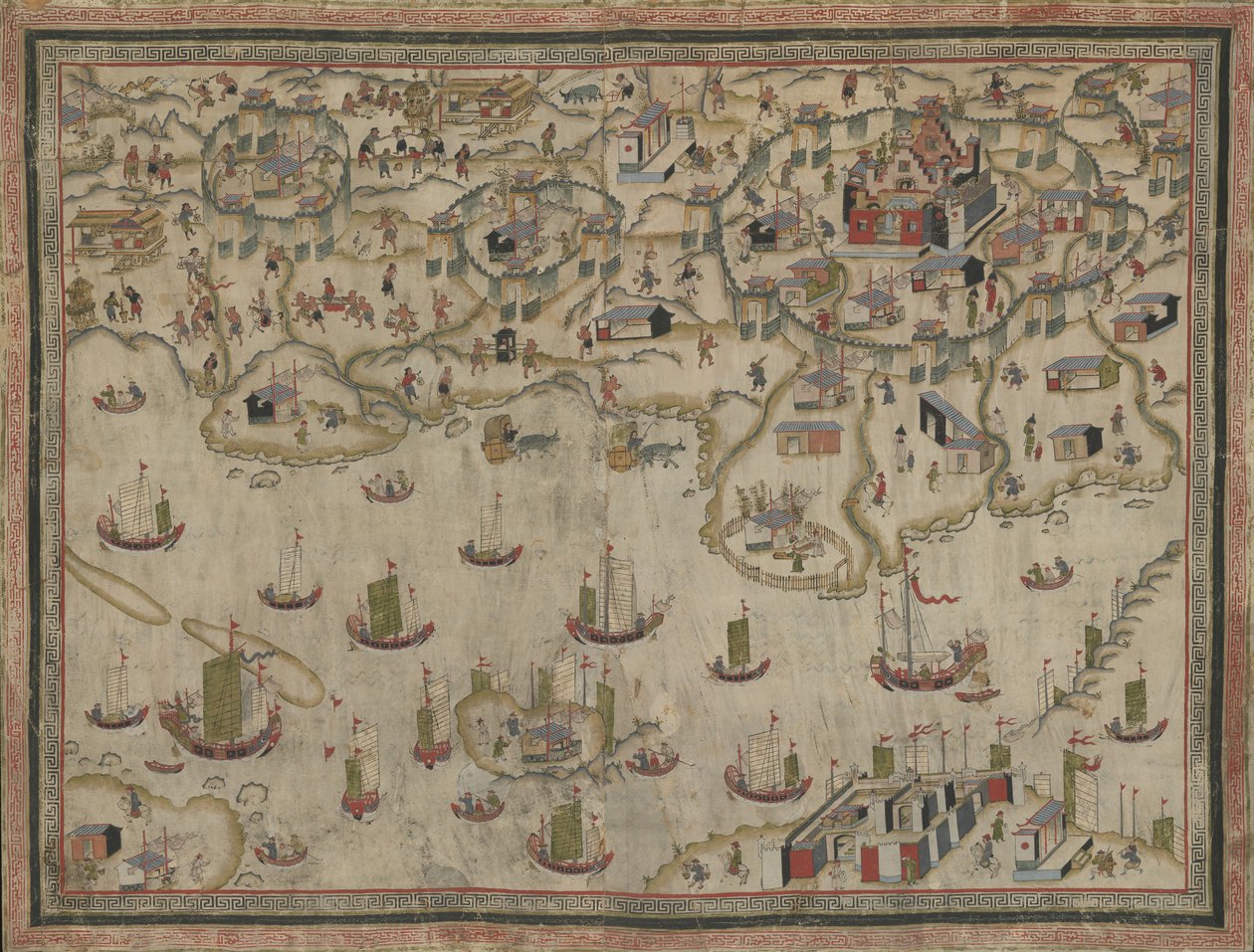 Fortes Zeelandia e Provintia e a cidade de Tainan, século XIX. de Unbekannt