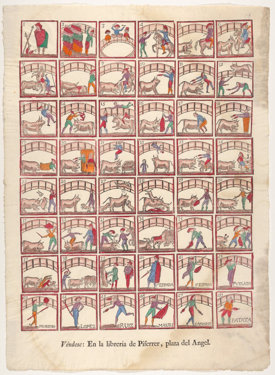 Quarenta e oito vinhetas de manobras de touradas e cenas do ringue, ca. 1800-1850. de Unbekannt