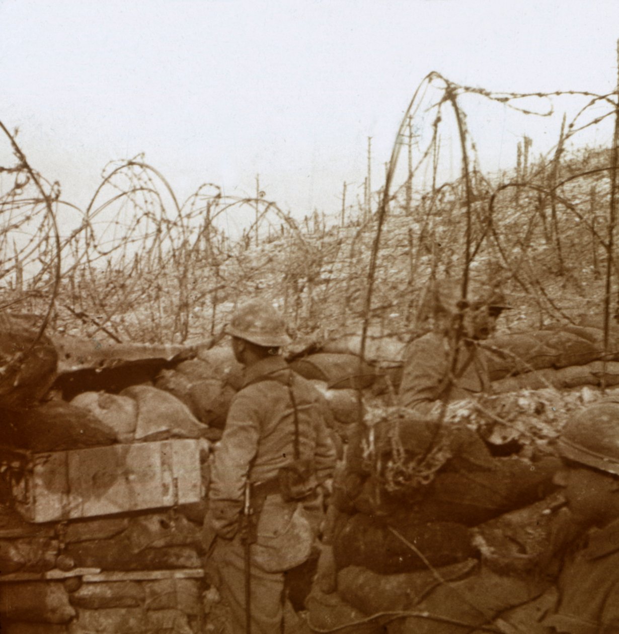 Trincheira fria, Champagne, norte da França, c1914-c1918 de Unbekannt