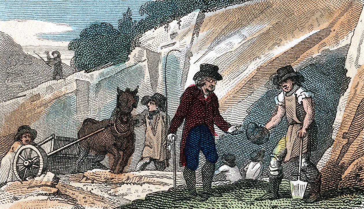 Caça fóssil no poço de giz de Cherry Hinton, Cambridgeshire, 1822 de Unbekannt