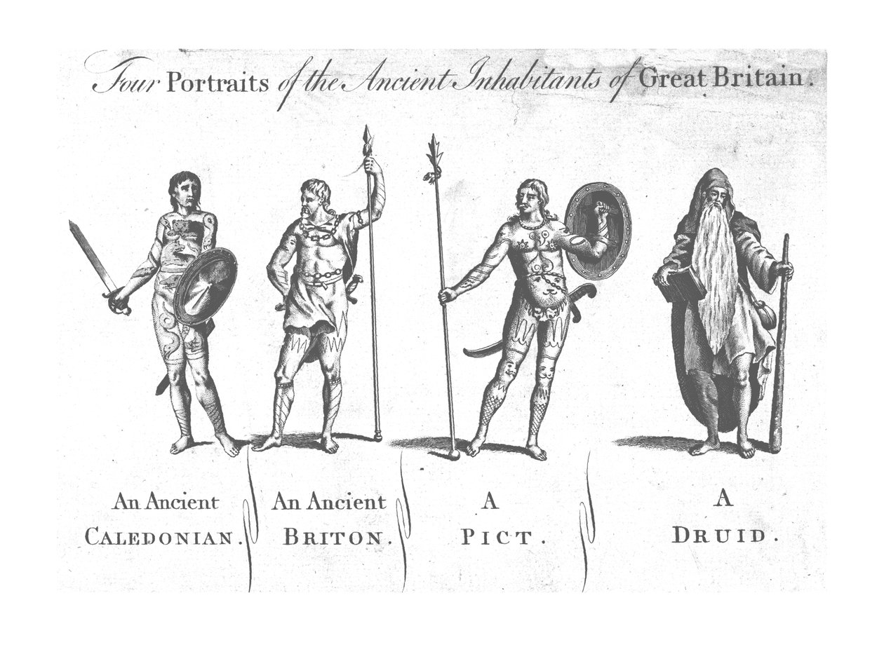 Quatro retratos dos antigos habitantes da Grã-Bretanha, c1780. de Unbekannt