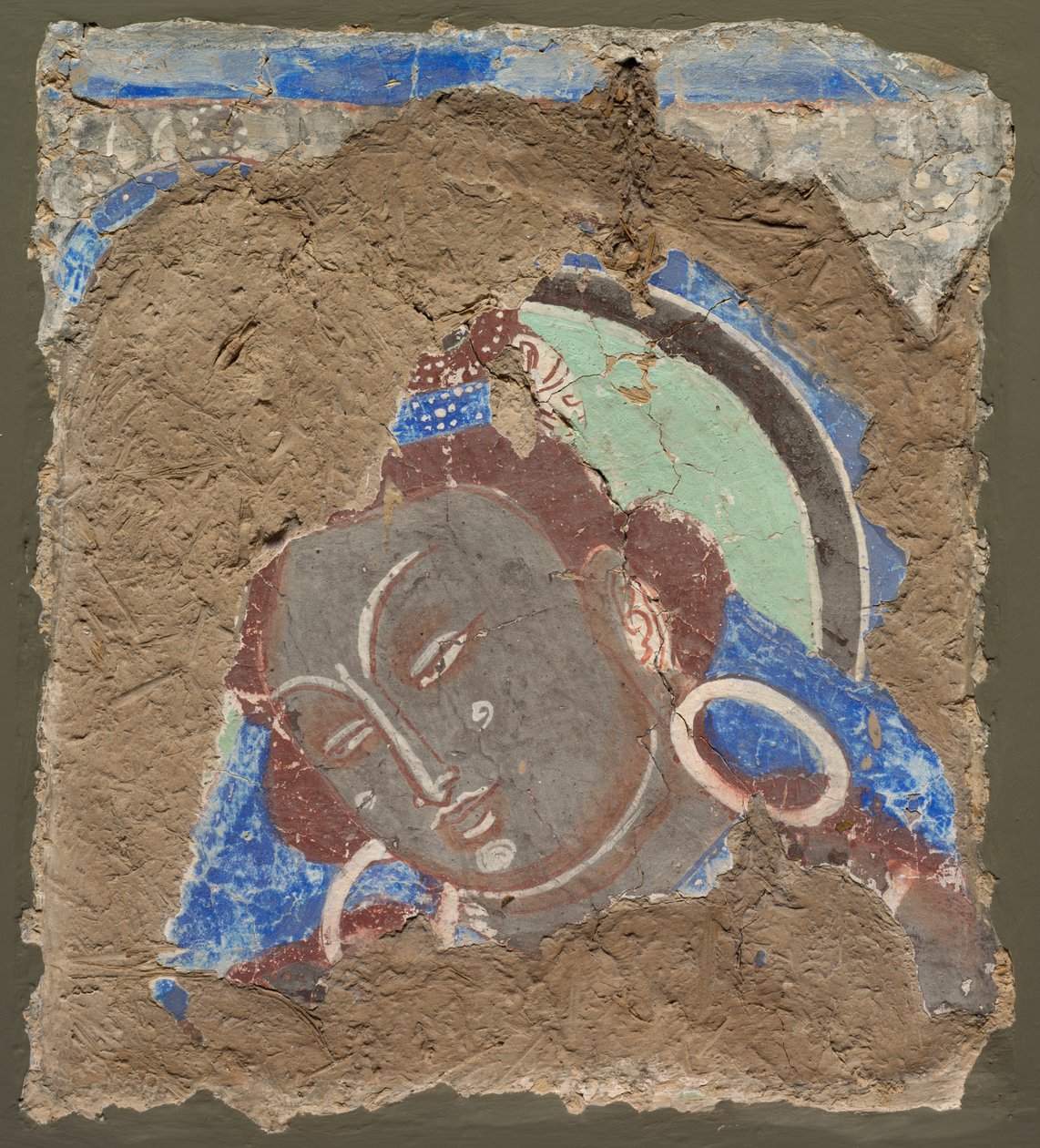 Fragmento com uma Cabeça de Bodhisattva, 600-650. de Unbekannt