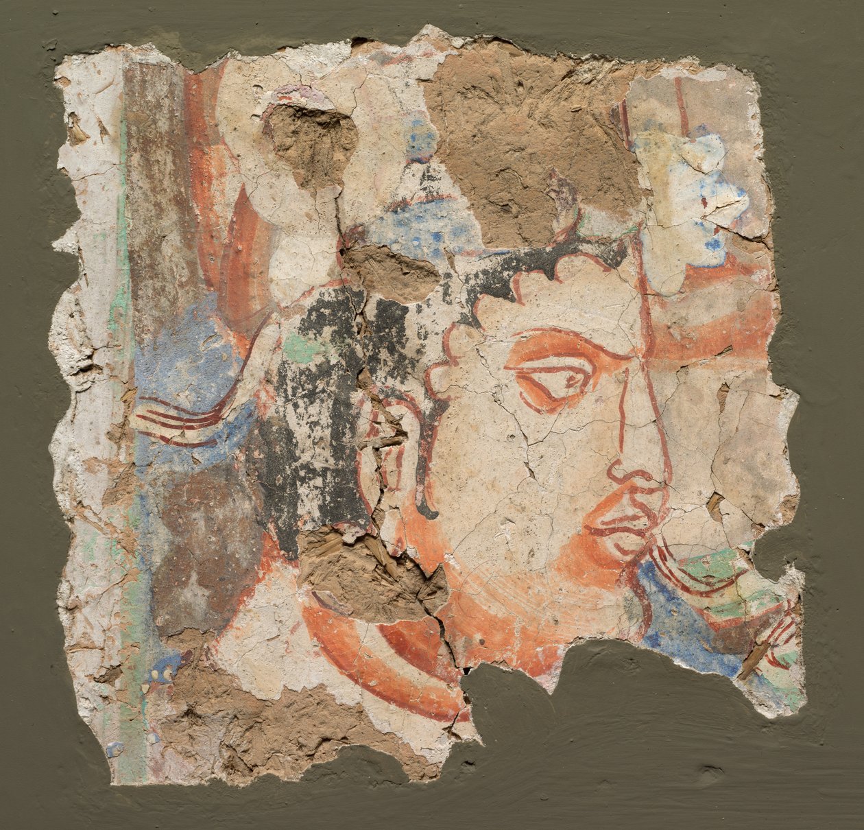 Fragmento com uma Cabeça de Bodhisattva, c. 600-650. de Unbekannt