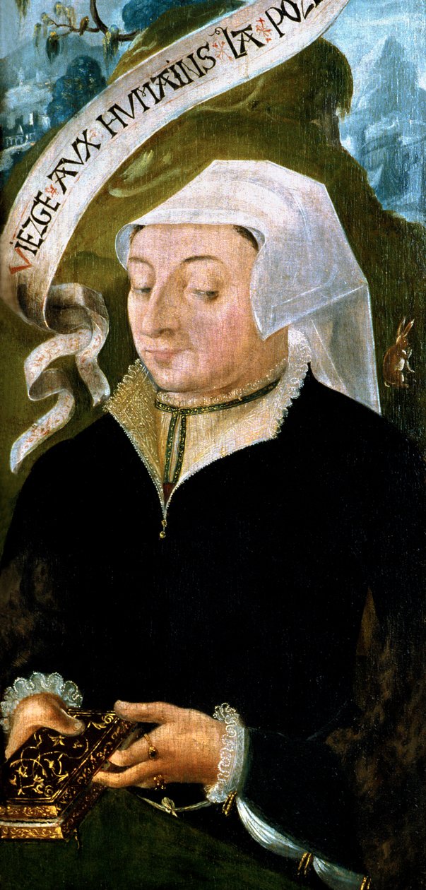 França - Somme - departamento 80 - Abbeville - DR Musee Boucher de Perthes - Retrato de Mme Jean de Mourette - detalhe triáptico de Saint Vulfran de Unbekannt